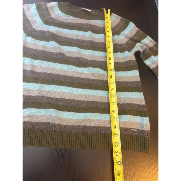 Columbia Womens Small Sweater Striped Crew Neck Angora Blend Gorpcore Hiking - Picture 8 of 8